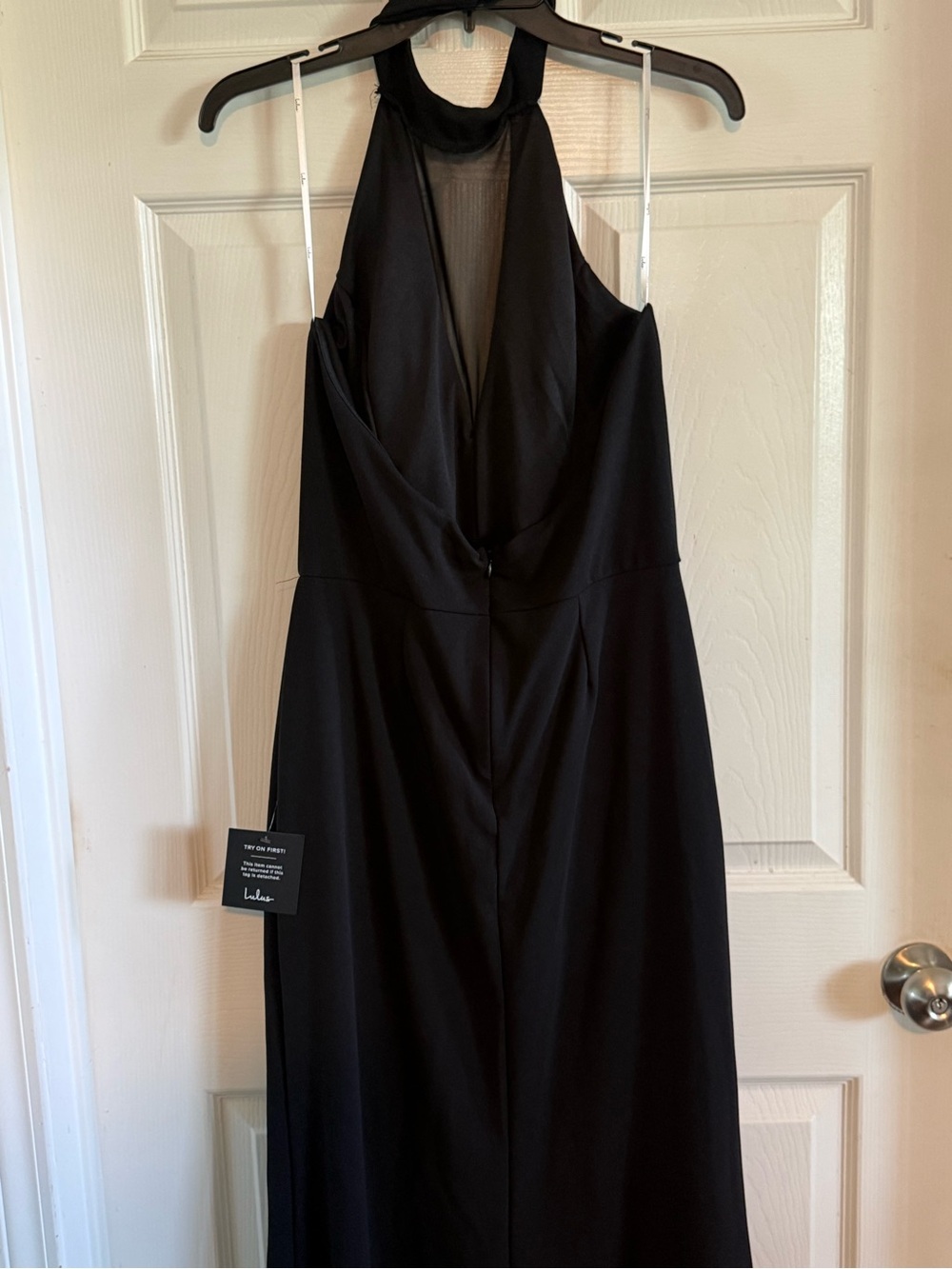 Lulu's Black Halter Maxi Dress with Thigh Slit - Picture 4 of 7